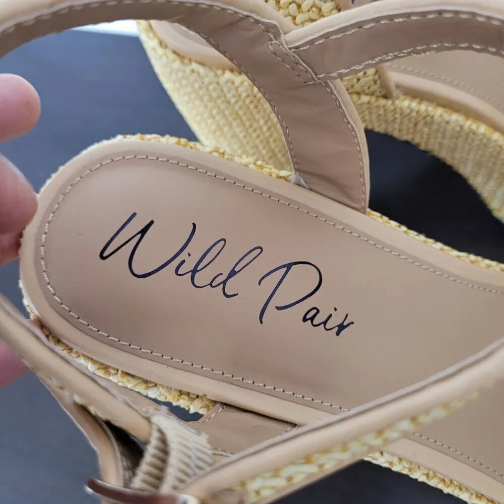 NEW Wild Pair Vidaa Ankle-Strap Patchwork Pl Natural Raffia 12
